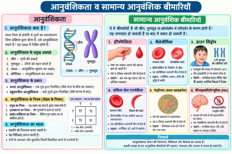 आनुवंशिकता व सामान्य आनुवंशिक बीमारियाँ