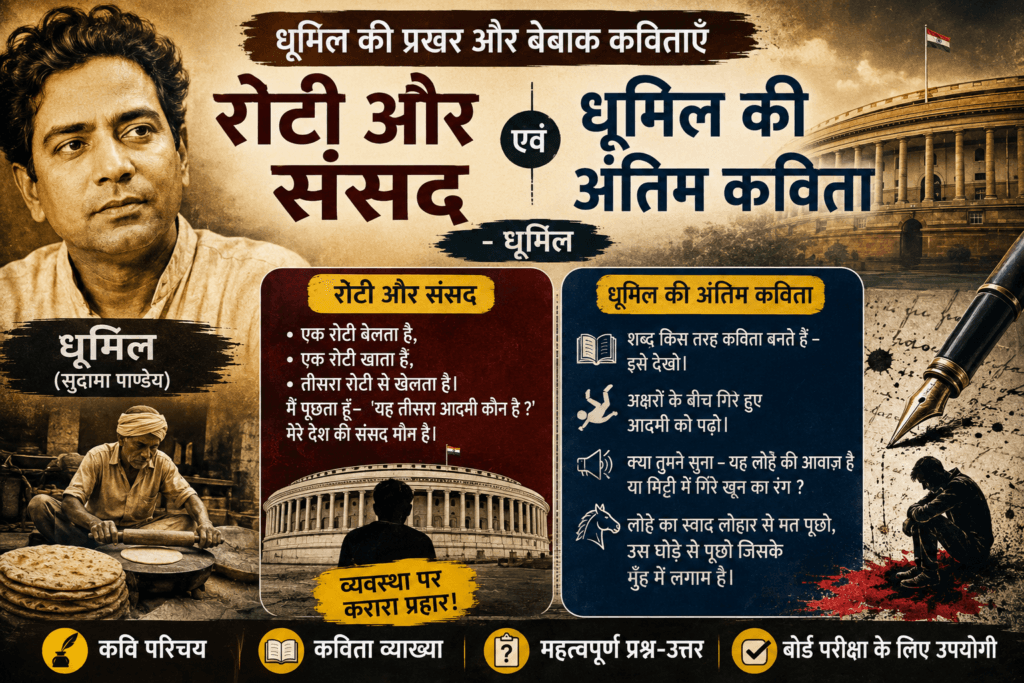 रोटी और संसद एवं धूमिल की अंतिम कविता