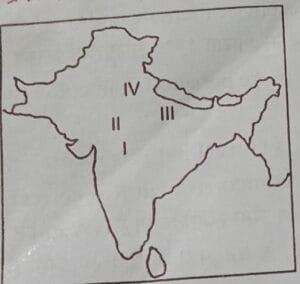D. अभिकथन–कारण (Assertion–Reason) के उत्तर
30.कथन (A): सिंधु सभ्यता में मंदिरों या सार्वजनिक पूजा स्थलों का कोई निश्चित प्रमाण नहीं है।
कारण (R): हड़प्पावासियों के लिए धर्म सामूहिक से अधिक व्यक्तिगत विषय था।✅ सही विकल्प: (d)
👉 A और R दोनों सही हैं, परन्तु R, A का सही स्पष्टीकरण नहीं है।31.कथन (A): ऑक्टेवियस सीज़र ने ‘इम्पेरेटर’ की उपाधि धारण की।
कारण (R): जूलियस सीज़र की हत्या का कारण उसका सम्राट घोषित होना था।✅ सही विकल्प: (d)
👉 A और R दोनों सही हैं, परन्तु R, A का सही स्पष्टीकरण नहीं है।32.कथन (A): स्पार्टा रोम का प्रमुख नगर-राज्य था।
कारण (R): एथेंस डेलियन संघ का प्रमुख नगर था।✅ सही विकल्प: (b)
👉 A गलत है, परन्तु R सही है।33.कथन (A): गुप्त काल को संस्कृत, व्याकरण और साहित्य का स्वर्ण युग कहा जाता है।
कारण (R): गुप्तों से पहले शक, कुषाण और महायान बौद्धों ने भी संस्कृत को संरक्षण दिया।✅ सही विकल्प: (d)
👉 A और R दोनों सही हैं, परन्तु R, A का सही स्पष्टीकरण नहीं है।E. मानचित्र आधारित प्रश्न
34. मुगल प्रान्त (Map Based)मानचित्र में अंकित i, ii, iii, iv क्रमशः हैं —✅ सही विकल्प: (B)
👉 खानदेश – मालवा – इलाहाबाद – दिल्ली35. हड़प्पाकालीन नगरमानचित्र में 1, 2, 3, 4 क्रमशः —✅ सही विकल्प: (A)
👉 हड़प्पा – मोहनजोदड़ो – कालीबंगा – लोथलF. सत्य / असत्य
36.भारत में सोने के सिक्कों का प्रचलन कुषाण काल में आया।
👉 उत्तर: ✅ सत्य37.प्लिनी ने इंडिका नामक पुस्तक लिखी।
👉 उत्तर: ❌ असत्य
✔ इंडिका के लेखक मेगस्थनीज थे।38.जूलियस सीज़र ने रोम में गणतंत्र की स्थापना की।
👉 उत्तर: ❌ असत्य39.मुगल वंश की स्थापना इब्राहिम लोदी ने की।
👉 उत्तर: ❌ असत्य
✔ मुगल वंश की स्थापना बाबर ने की।40.अकबरनामा की रचना बरनी ने की।
👉 उत्तर: ❌ असत्य
✔ अकबरनामा के लेखक अबुल फ़ज़ल थे।यदि आप चाहें तो मैं
✔ पूरे प्रश्न-पत्र की Answer Key,
✔ Board-exam oriented short notes,
✔ या PDF / MCQ Practice Set भी बना सकता हूँ।